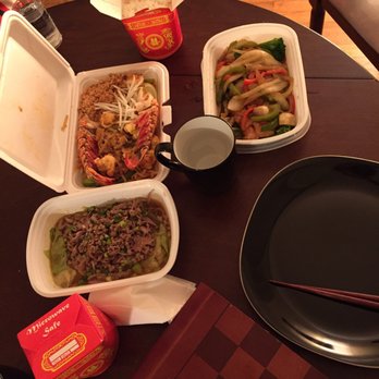 Touch Thai - Bottom left=Larb Nua, middle box=lobster and shrimp Pad Thai, top right box=red snapper Pla Kra Prow, red boxes=white jasmine rice - Thai Near Me - Bethlehem, Pennsylvania Touch Thai - Bottom left=Larb Nua, middle box=lobster and shrimp Pad Thai, top right box=red snapper Pla Kra Prow, red boxes=white jasmine rice - Thai Near Me - Bethlehem, Pennsylvania