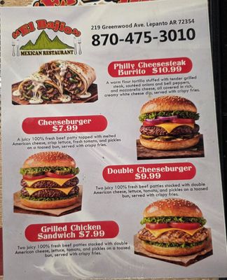 Menu photo 6 El Bajio Mexican Restaurant Lepanto, AR
