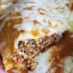 Inside look of chorizo burrito