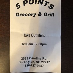Five Points Grocery & Grill - Menu