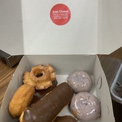 Jean's Donut Shop - Old fashioned, chocolate bar, chocolate filling, and blueberry icing.