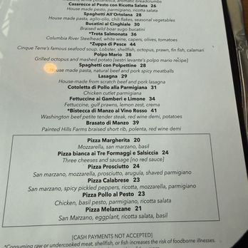 Cinque Terre Ristorante - Menu - Italian Near Me - Seattle, Washington