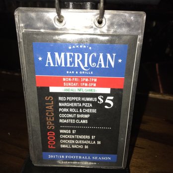 Baker's American Bar & Grille - Happy hour menu! - American Near Me - Monroe, New Jersey