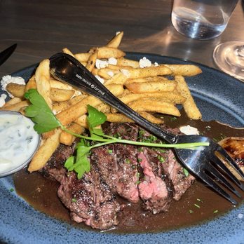 ABA - Shawarma-Spiced Skirt Steak Frites cooked medium - Mediterranean Near Me - Nashville, Tennessee ABA - Shawarma-Spiced Skirt Steak Frites cooked medium - Mediterranean Near Me - Nashville, Tennessee