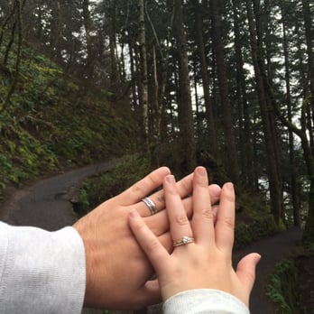 Diamond District - Rocking our new bands on a hike during our honeymoon in the PacNW! - Jewelry Near Me - Estero, Florida