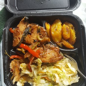 Sun City Restaurant - Large veggie fish meal with plantains and cabbage. - Caribbean Near Me - Stone Mountain, Georgia