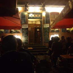 Biergarten at night