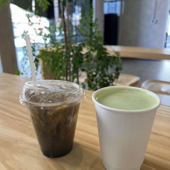 kodo - Iced Kura Goma (black sesame latte) and coconut matcha latte. - Cocktail Bars Near Me - Los Angeles, California