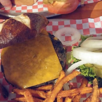 Stacked STL - Black bean, cheese with sweet potato fries. mmmmmmm - Burgers Near Me - Saint Louis, Missouri Stacked STL - Black bean, cheese with sweet potato fries. mmmmmmm - Burgers Near Me - Saint Louis, Missouri