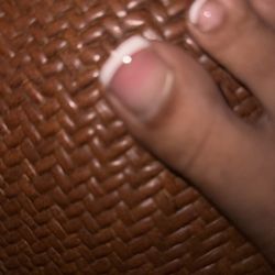 Rose Nails - Toe tone base crooked French tips no fill