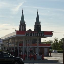 Gas station across parking lot