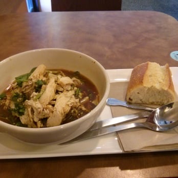 Panera Bread - Soba noodle chicken broth bowl ($8.99) with a side of French Baguette. Very Good. - Sandwiches Near Me - Cerritos, California Panera Bread - Soba noodle chicken broth bowl ($8.99) with a side of French Baguette. Very Good. - Sandwiches Near Me - Cerritos, California
