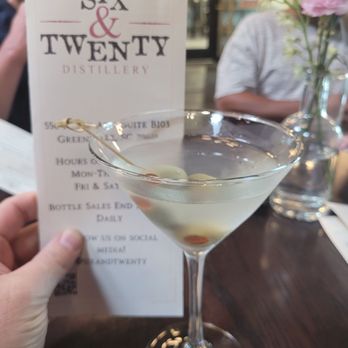 Six and Twenty Distillery - Martini with Double Made Gin - Distilleries Near Me - Greenville, South Carolina