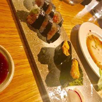 Tei Tei Robata Bar - Uni (from Japan) and spicy tuna roll - Japanese Near Me - Dallas, Texas Tei Tei Robata Bar - Uni (from Japan) and spicy tuna roll - Japanese Near Me - Dallas, Texas