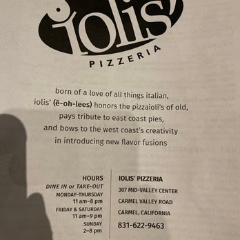 Iolis' Pizzeria - Menu - Italian Near Me - Carmel, California Iolis' Pizzeria - Menu - Italian Near Me - Carmel, California