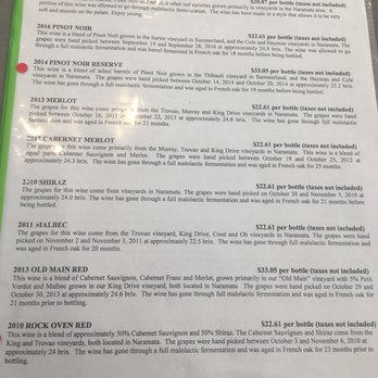Kettle Valley Winery - the menu for the tasting - Wineries Near Me - Naramata, British Columbia Kettle Valley Winery - the menu for the tasting - Wineries Near Me - Naramata, British Columbia