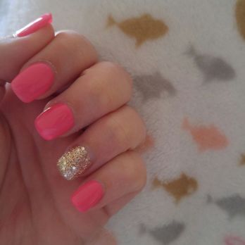 KB Nails - Candy crush pink and gold sparkles- Full acrylic set with gel polish - Nail Salons Near Me - Sacramento, California KB Nails - Candy crush pink and gold sparkles- Full acrylic set with gel polish - Nail Salons Near Me - Sacramento, California