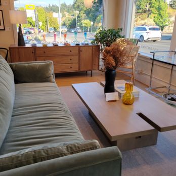 Sustain Home - a living room with a couch and a coffee table - Interior Design Near Me - Hood River, Oregon