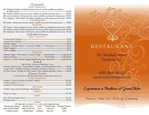 Menu photo 7 Ila Mae's Restaurant Trenton, NJ Menu photo 7 Ila Mae's Restaurant Trenton, NJ
