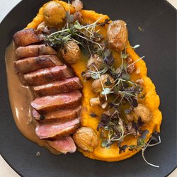 Duck, squash & chestnut purée