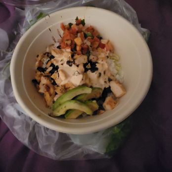 Rubio's Coastal Grill - California bowl with chicken and sliced avocado instead of guacamole. Less food than I was expecting. Looks pretty skimpy for the price! - Mexican Near Me - Ramona, California Rubio's Coastal Grill - California bowl with chicken and sliced avocado instead of guacamole. Less food than I was expecting. Looks pretty skimpy for the price! - Mexican Near Me - Ramona, California