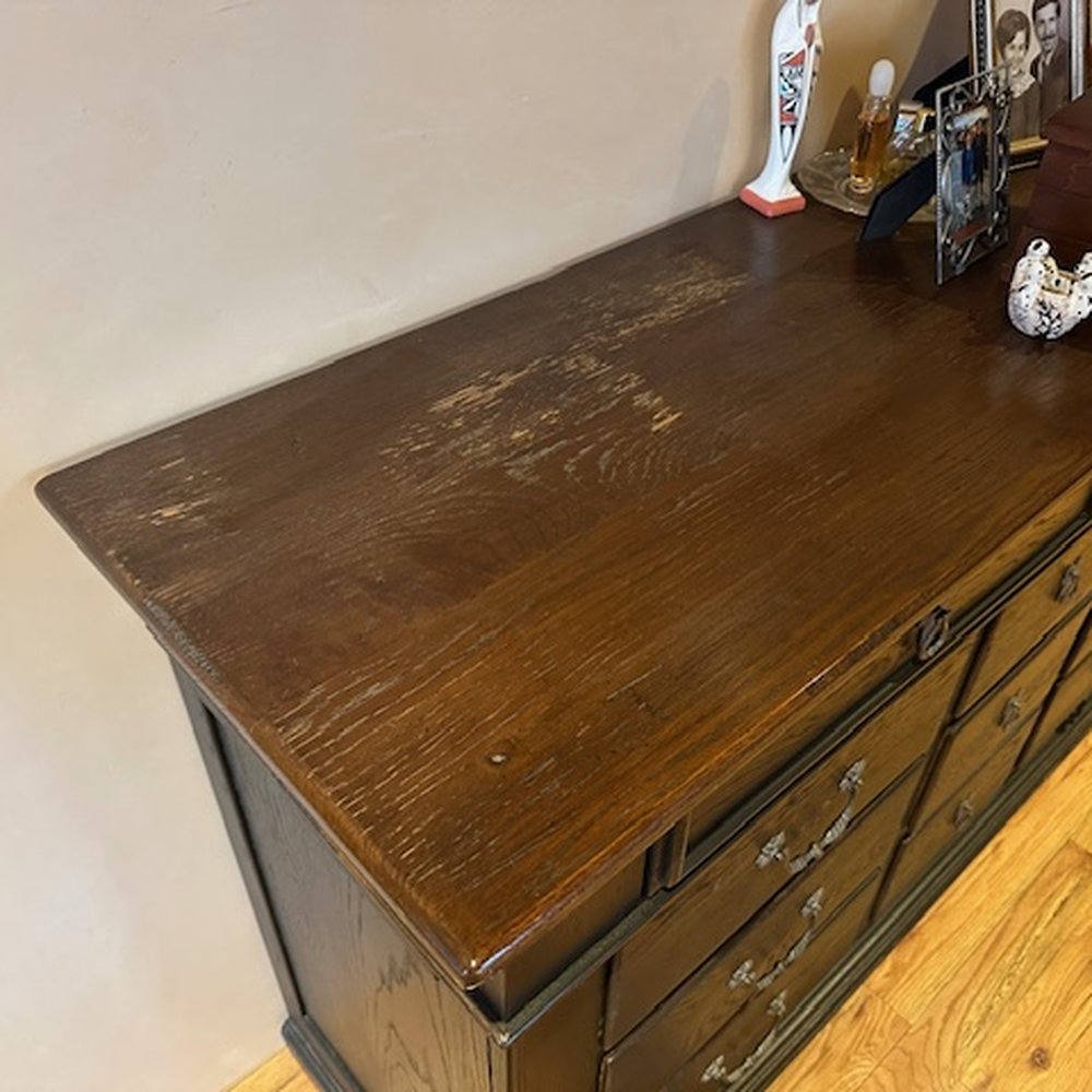 Anderson Restoration - before showing water damage - Furniture Repair Near Me - Santa Fe, New Mexico