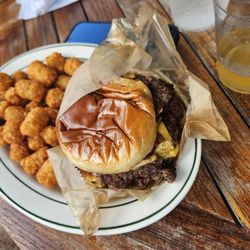 Scout & Scholar Brewing - Burger and tots