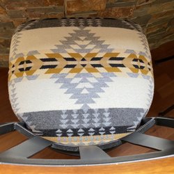 Pedro & Kim's Upholstery - Top view of bar stool upholstery.