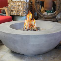 Fire Pit For Those Cool Evenings! Propane or Natural Gas. Made Of Lightweight Cement.