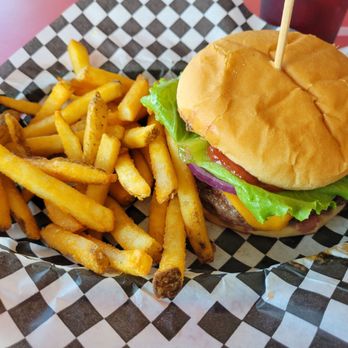 Boulevard Burger - Blvd Burger and Fries,  served in basket,  dine in order - Burgers Near Me - Castro Valley, California