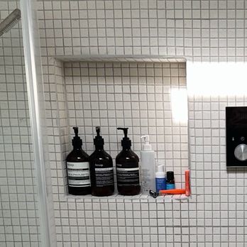 Modern Tile - Old shower niche - poor tile work, edges were caulked (?), collected lots of water - Tiling Near Me