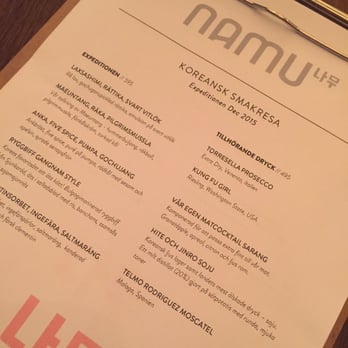Namu - Menu as per December 2015 - Korean Near Me - Malmö, M