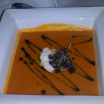Bouchon - tomato soup.  I usually get mine out of a can....but not this decorative - French Near Me - Santa Barbara, California