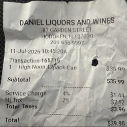 Receipt with illegal charges