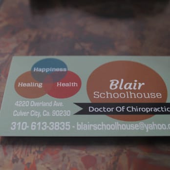 Blair Schoolhouse Chiropractic - Contact Info - Chiropractors Near Me - Culver City, California Blair Schoolhouse Chiropractic - Contact Info - Chiropractors Near Me - Culver City, California