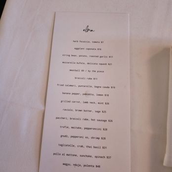 Elma - Menu - Italian Near Me - Philadelphia, Pennsylvania