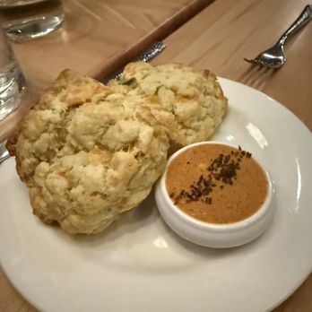 Mesa Provisions - Green chili and sharp cheddar biscuits with red Chile honey butter - New American Near Me - Albuquerque, New Mexico