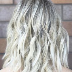 Blonde Me Amy - Full hilight and blunt textured cut and style