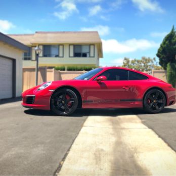 Elevance - Steve and his team applied the tints, the Porsche decal on the side of the car, and painted the rims and exhaust pipes black. - Vehicle Wraps Near Me - Cypress, California Elevance - Steve and his team applied the tints, the Porsche decal on the side of the car, and painted the rims and exhaust pipes black. - Vehicle Wraps Near Me - Cypress, California