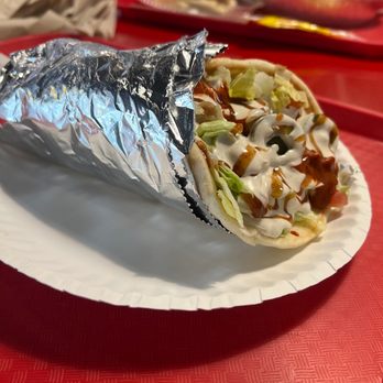 The Halal Guys - Sandwich combo 4 lines of hot sauce extra white sauce , hummus - Halal Near Me - Cerritos, California The Halal Guys - Sandwich combo 4 lines of hot sauce extra white sauce , hummus - Halal Near Me - Cerritos, California
