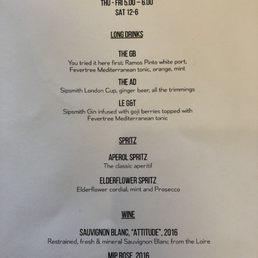 Happy Hour menu (note: NOT all drinks!)