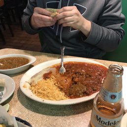 Chile Colorado with beans and rice Chile Colorado with beans and rice