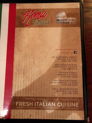 Menu photo 8 Roma Italian Bistro Bastrop, LA Menu photo 8 Roma Italian Bistro Bastrop, LA