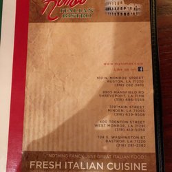 Roma Italian Bistro - Menu (front)