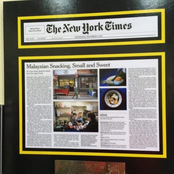 Kopitiam - Positive review from the Times displayed in-store - Malaysian Near Me - New York, New York