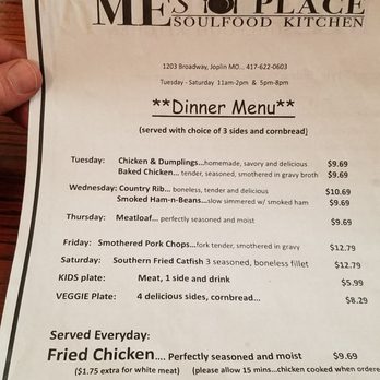 MEs Place - Nightly Menu - Soul Food Near Me - Joplin, Missouri MEs Place - Nightly Menu - Soul Food Near Me - Joplin, Missouri