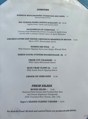 Menu photo 4 Fager's Island Ocean City, MD