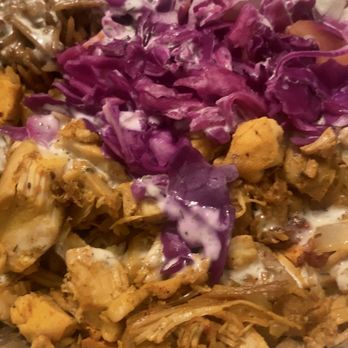 Halal House - Chicken plate with pickled cabbage and half rice/salad - Mediterranean Near Me - Northridge, California