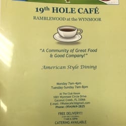 19th Hole Cafe - Menu