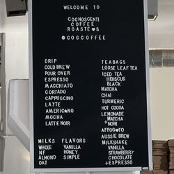 Cognoscenti Coffee Roasters - Menu as of December 2024